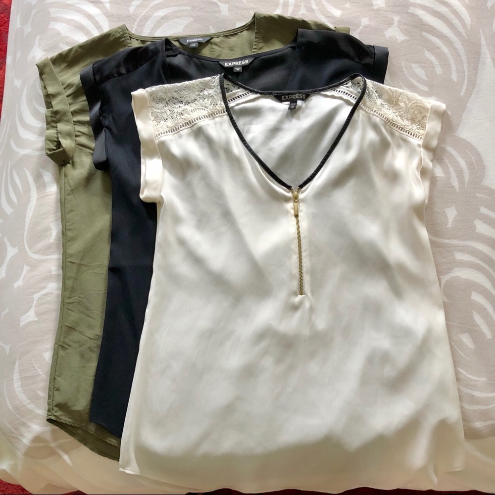 Lot of 3 XS Express Zip Front Gramercy Tees 🎉